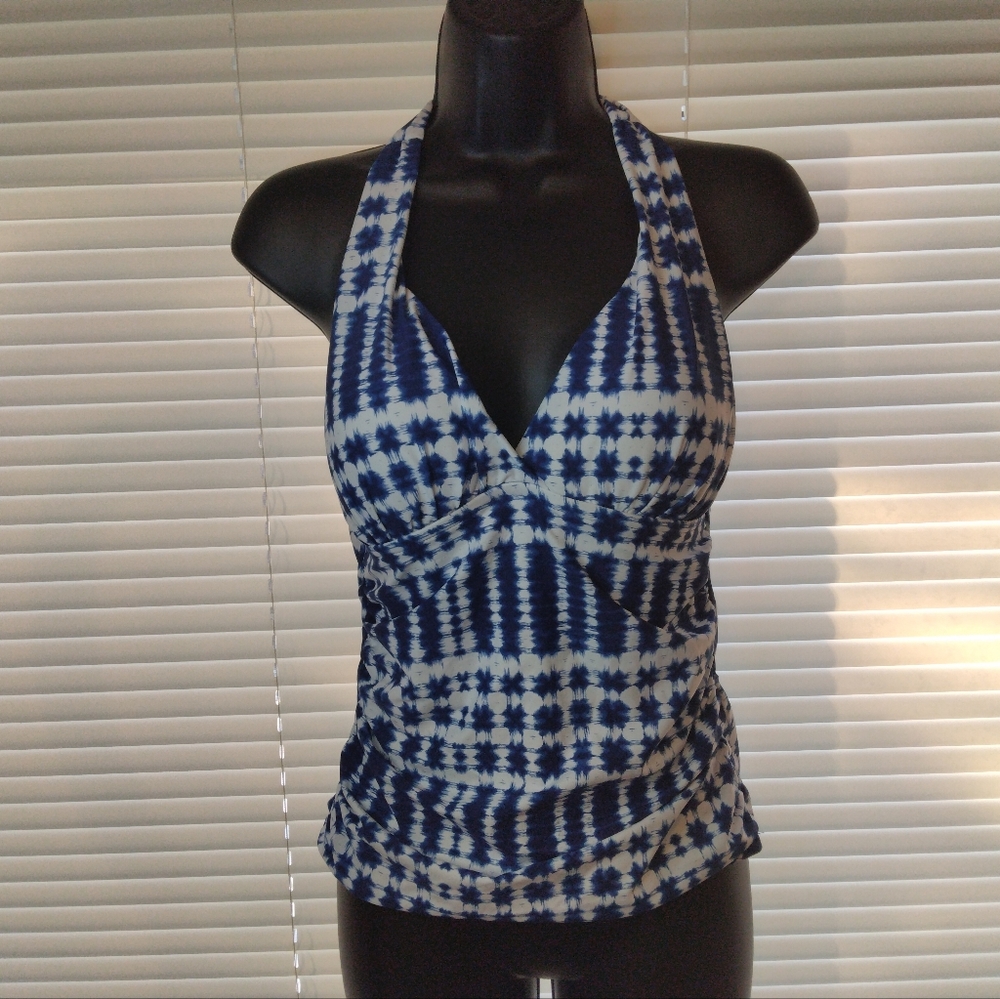 New La Blanca Moody Blues Print Halter Tankini Top